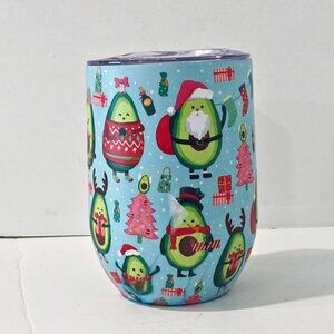 Clementine  Avocado Christmas Santa Claus Vacuum Tumbler Mug Stainless 12 Oz